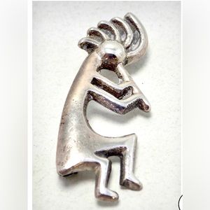 Vintage Navajo Kokopelli Pin Pendant Stamped AT Sterling Native American